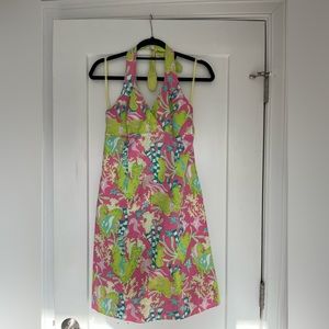 LILLY PULITZER white tag halter printed dress